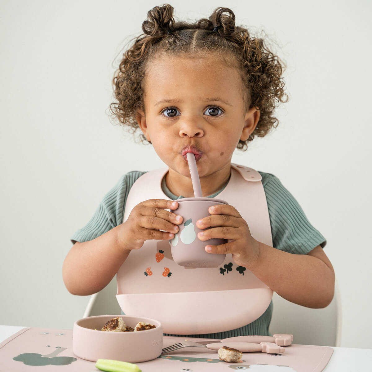 Silicone straw cup 2-pack - Powder